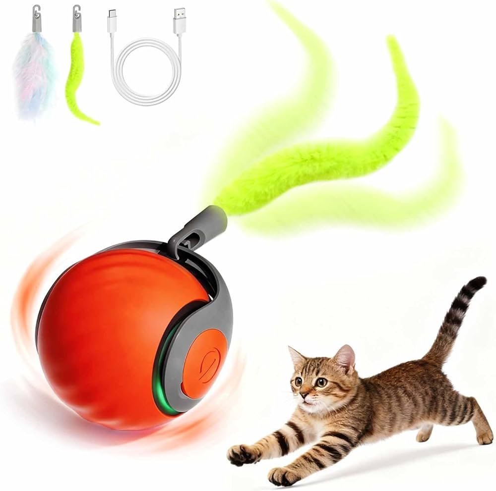 Interactive Cat Rolling Ball Toy – Motion Activated Smart Ball Toy for Indoor Cats