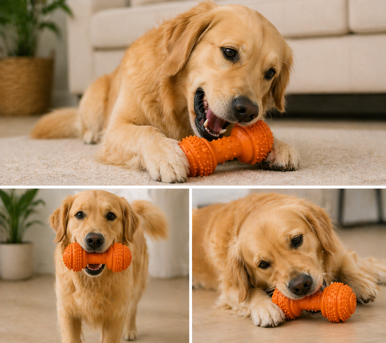 Rubber Dog Chew Toy Dumbbell – Textured Interactive Chewing Toy for Small to Large Dogs - Image 2