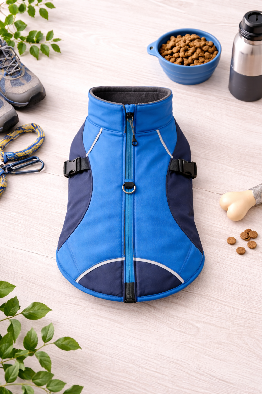 Waterproof Dog Jacket Reflective Lightweight Rain Coat Adjustable Medium Blue | Weehawken Pet Shop - Image 2