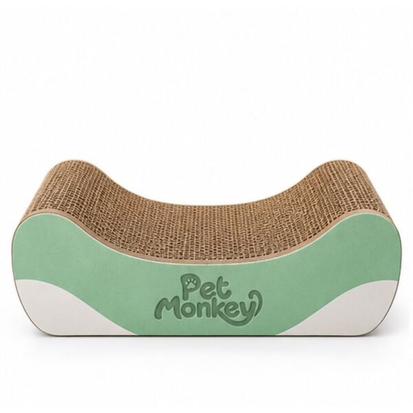 Pet Monkey Cardboard Cat Scratching Lounge - Mint Green and Kraft Brown