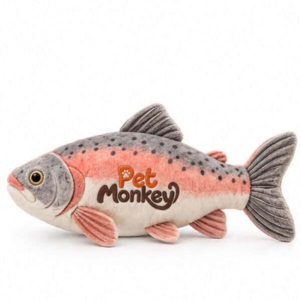 Pet Monkey Catnip Plush Fish Cat Toy - Salmon Pink and Silver Grey