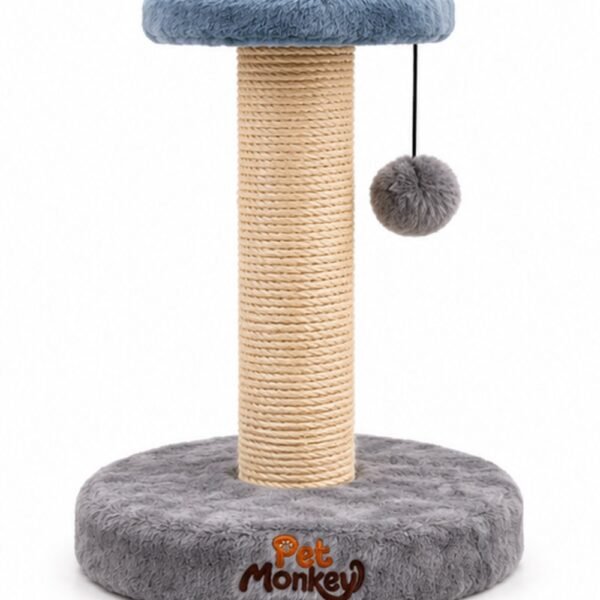 Pet Monkey sisal cat scratching post, front view on a white background