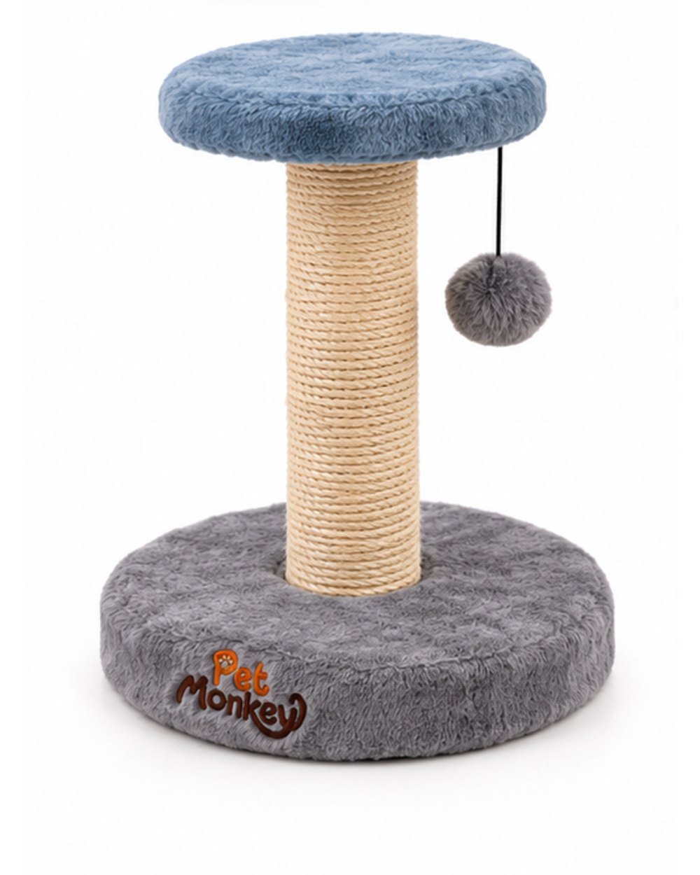 Pet Monkey sisal cat scratching post, angled view showing the base and top
